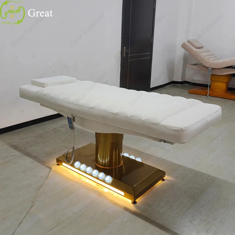 Modern Beauty Salon Equipment Gold Base Spa Bed Massage Table and Beds
