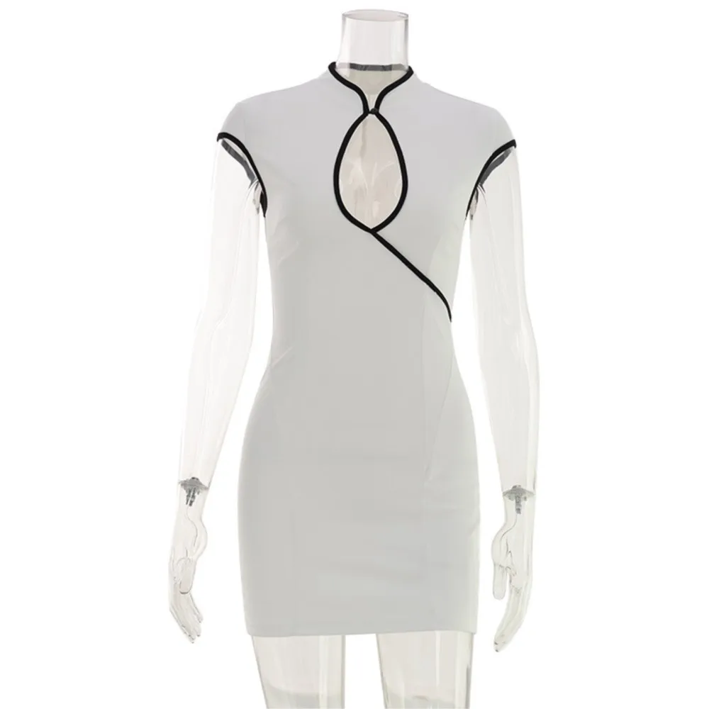 Dresses For Woman Sexy Hollow Out Evening Dress Package Hip Sleeveless Vestidos Contrast Bodycon temperament Simple Style Trendy