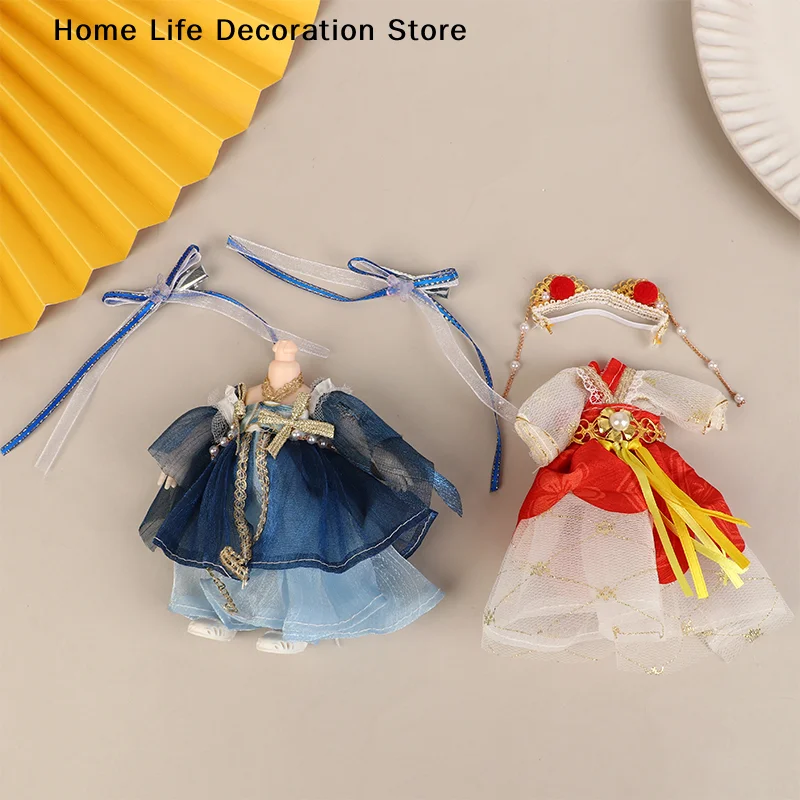 16CM Chinese Style Kawaii Doll Hanfu Clothing Dress Doll Ancient Costume Gown Dolls Clothes Accessories Dress Up Toys For Girls