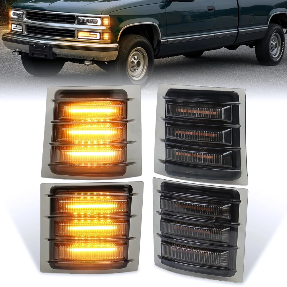 LED Side Marker Lights Side Corner Lights Compatible with 1994-1998 Chevy C/K 1500 2500 3500 Suburban Silverado Tahoe Yukon