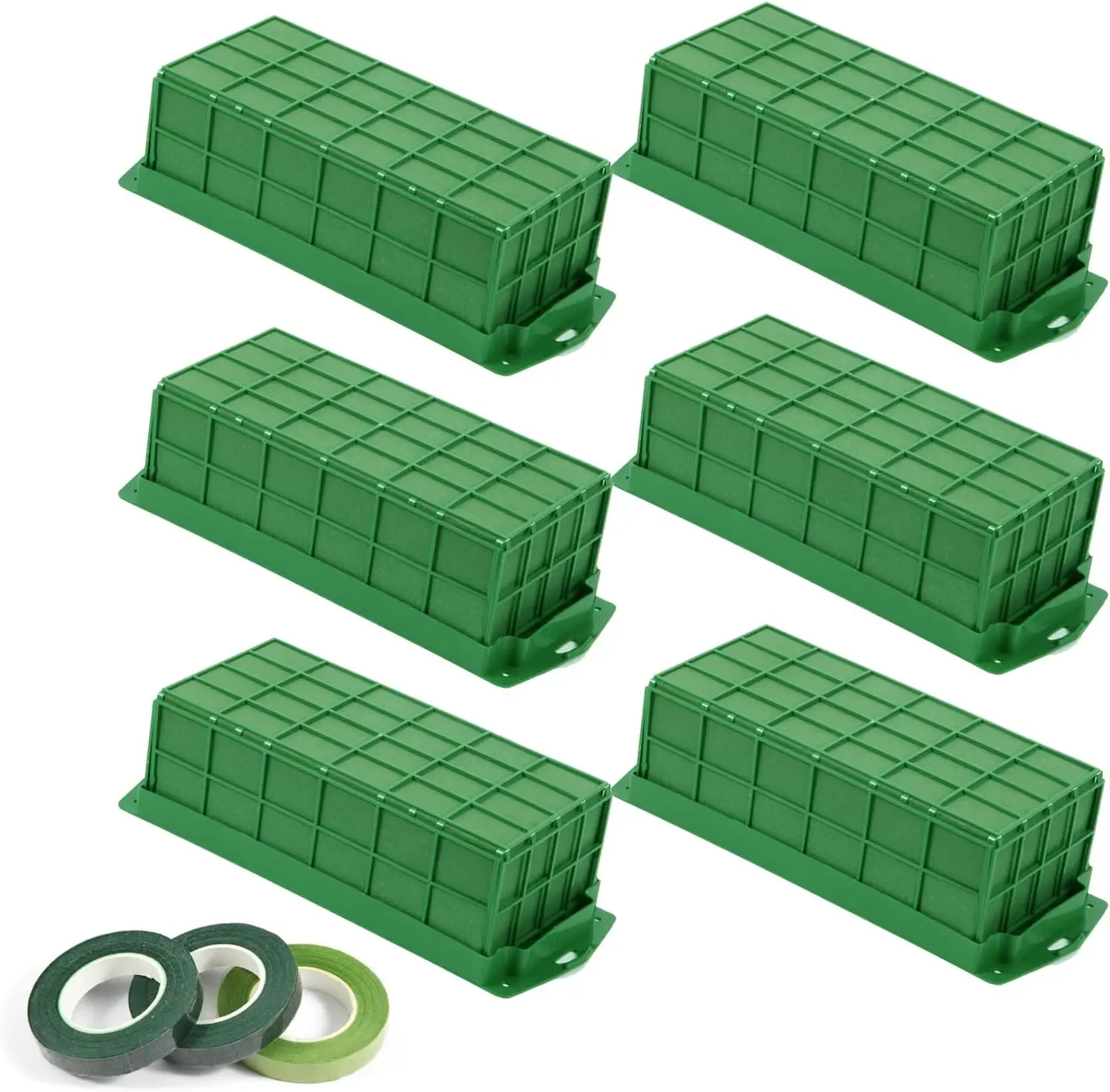 

6 Pack Floral Foam Cage Holder for Fresh Flower Arrangements, Wedding Decor, Rectangle 11.8x4.3x3.1 Inches