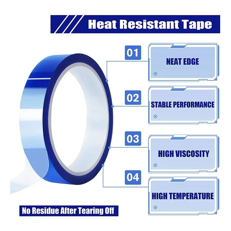 A25I-18 Rolls 20Mm X33M Blue Heat Tape High Temperature Heat Resistant Tape Heat Transfer Tape For Heat Sublimation Press