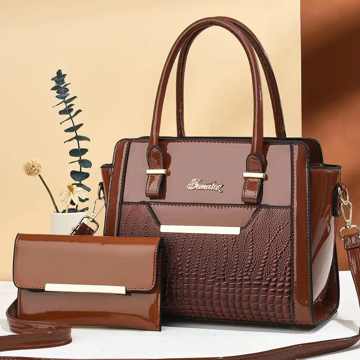 2024 Large Capacity Crocodile Patterned Crossbody Composite Bag High Quality PU Single Shoulder Tote Bags Women Fashion Handbags