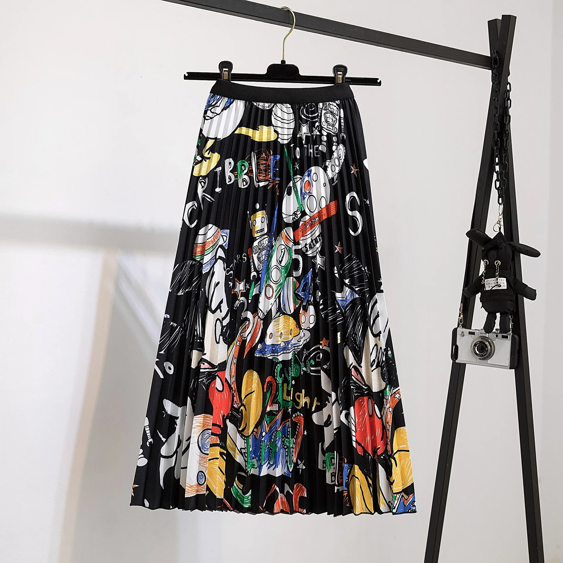 Disney Women Pleated skirt Mickey Mouse New Cartoon Print Long Skirts Women Young Girl street styl Large Size Female Falda Y2K