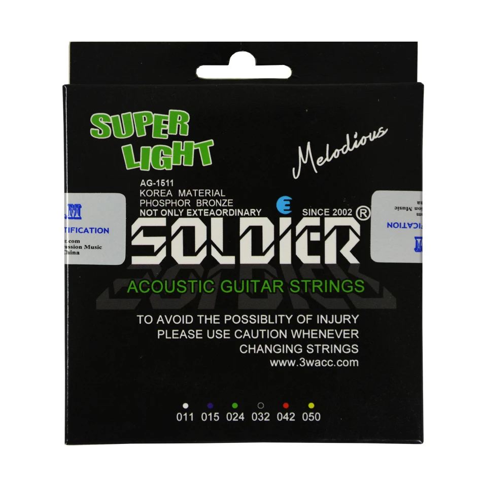 Professional Soldier Korea Material Phosphor Bronze 1 set Acoustic Folk Guitar Guitarra Strings Ultra Super Light