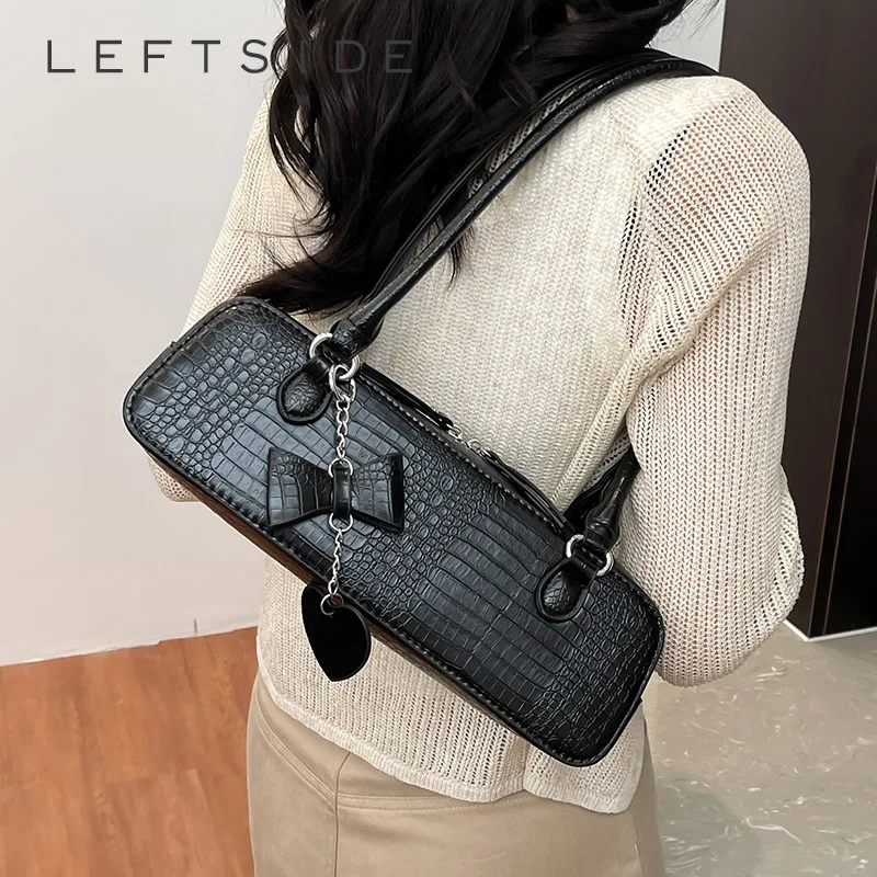 

LEFTSIDE Small Stone Pattern Square Underarm Bags for Women 2025 New in Summer Ladies Shoulder Bag Females Handbags Tote Bag