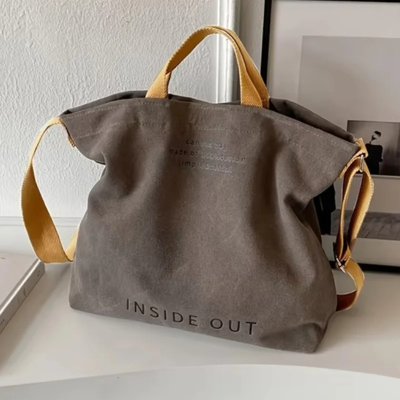 

Холщовая сумка через плечо в японском стиле, большая вместительная студенческая сумка на плечо, унисекс, модная большая сумка с принтом, регулируемая сумка-шоппер на молнии