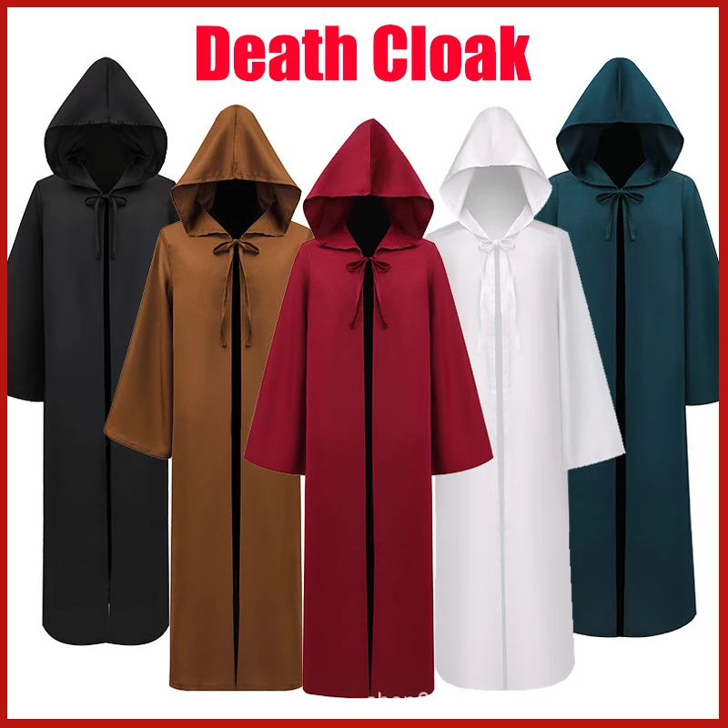 

Witch Death Cosplay Costumes Adult Kids Hooded Robe Friar Unisex Cape Medieval Chaplain Cloak Halloween Masquerade Vampires Robe