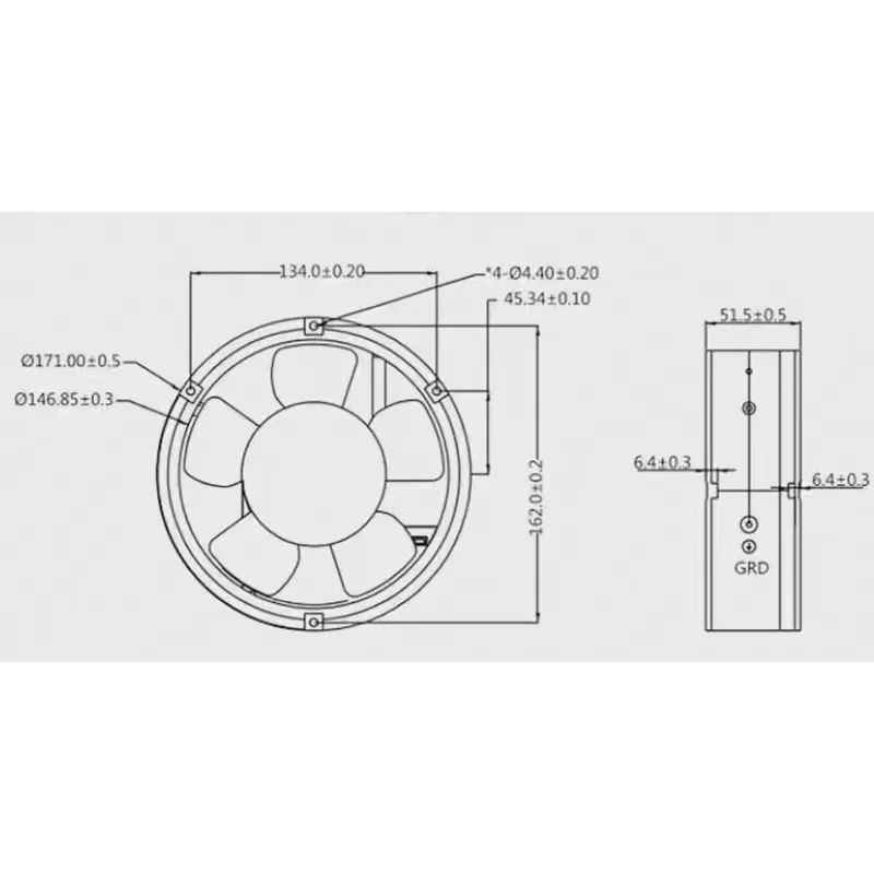 For Full round fan 17CM cm violent large air volume 12V24V48V DC, chassis cooling fan 17251