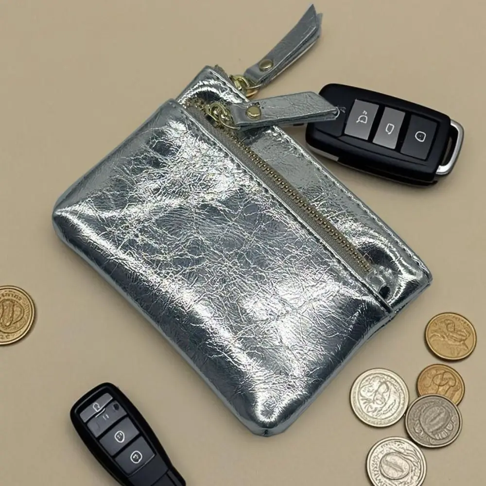 Portable Leather Coin Purse Double Zipper Cute Storage Pouch Bags Multifunctional Credit Card Cash Holder 