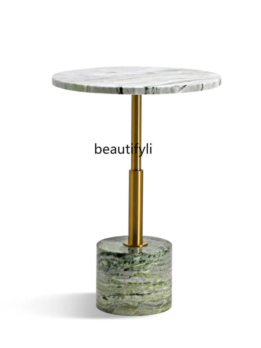 Light luxury marble round sofa edge multi-functional metal simple side table small apartment