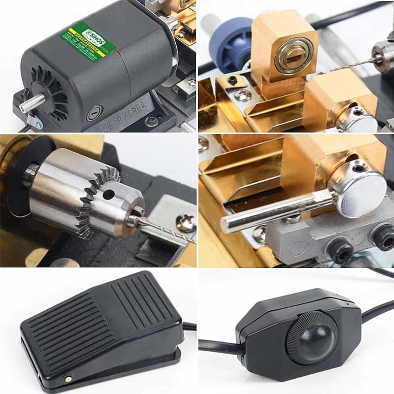 220V 60Hz Mini Wood Lathe Machine Pearl Buddha Bead Drilling Grinding Machine Driller Bead Jewelry Punch Rotary Tool Full Set