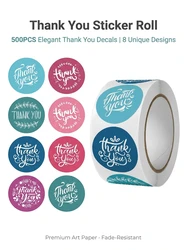 500Pcs/Roll Flora Thank You Stickers 2.5cm/1.0in DlY Decoration Party Label Perfect For Home&Shop Gift Seal Small Business Tags