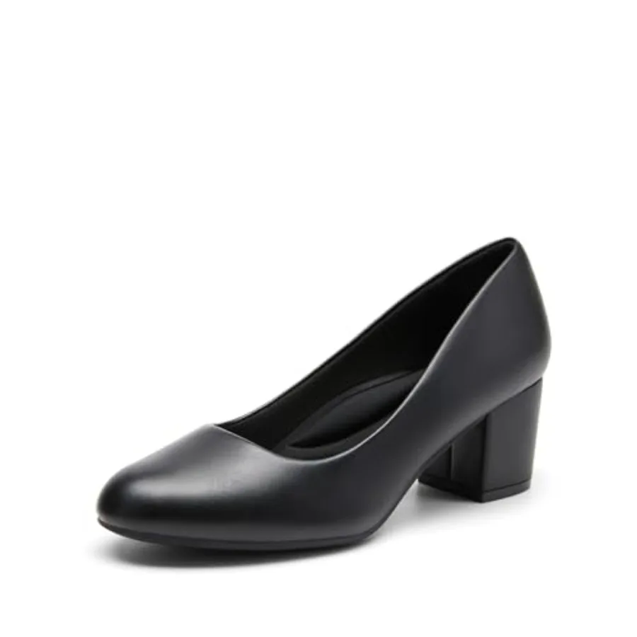 

Women's Pumps Low Chunky Block Heel Dress Shoes Closed Round Toe Comfortable Heels
