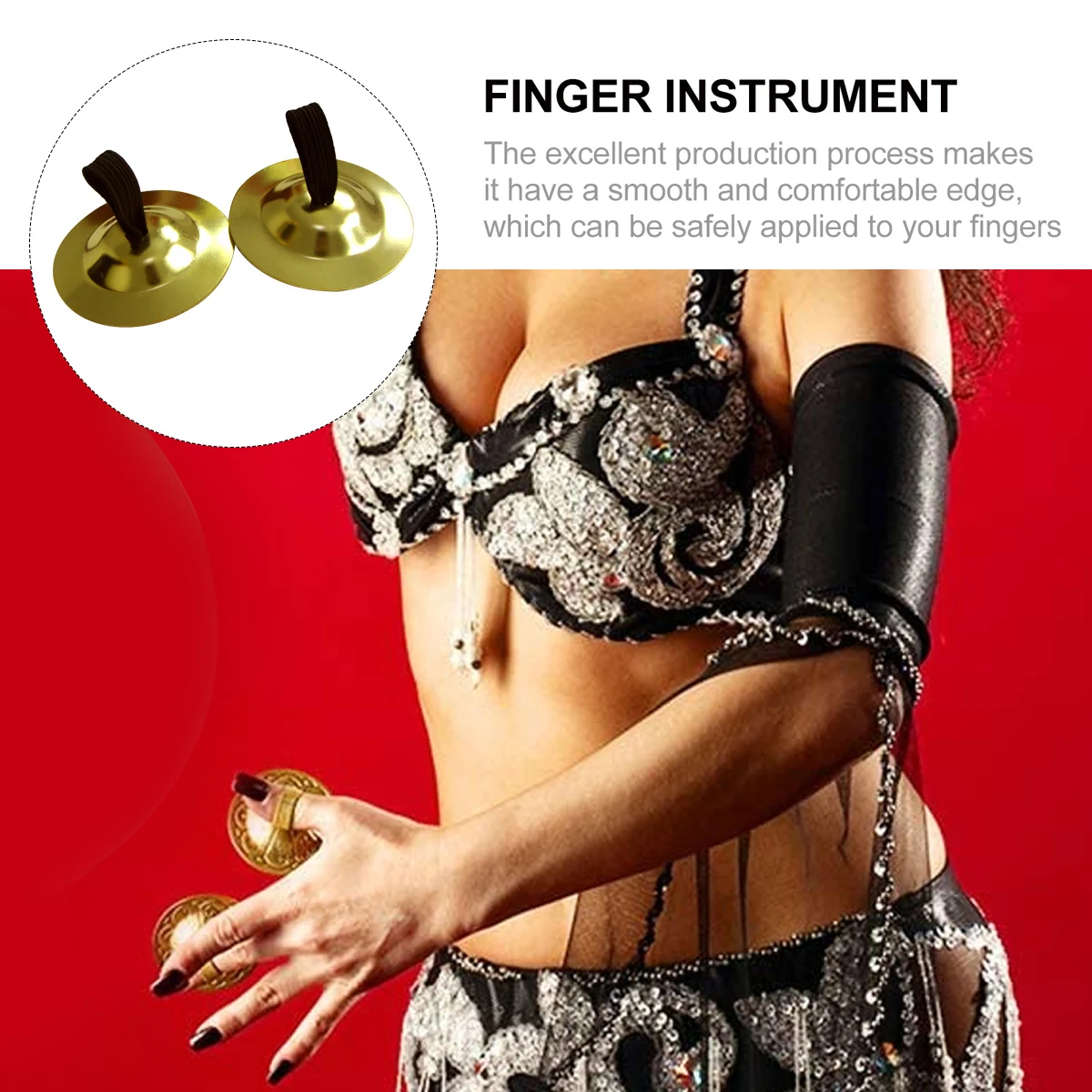 

2Pairs Finger Cymbals Mini Copper Small Percussion Instrument Easy Operate Durable Musical Tool for Belly Dance