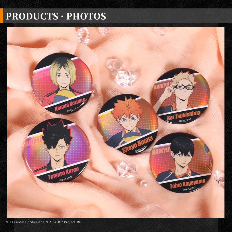 

Haikyuu!! Shoyo Hinata Tobio Kageyama Kozume Kenma Tetsurou Kuroo TsukishimaChina Official Authorization Colorful Series Badge