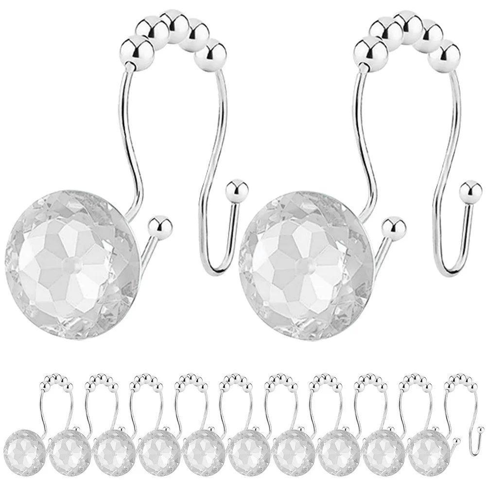 

12Pcs Bath Curtain Hooks Decorative Metal Shower Hooks Easy Install Modern Design Home Decoration Shower Curtain Hook