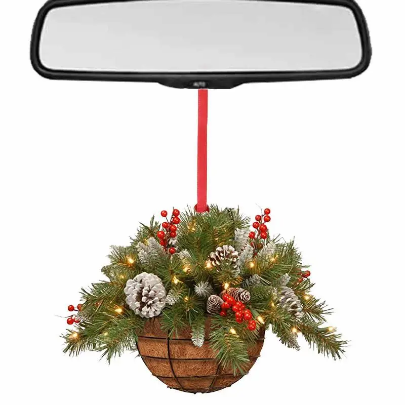 Wreath Christmas Tree Decorations Christmas Tree Wooden Pendant Hanging Ornaments Mini Pendant For Wall Window Tree Car Rearview