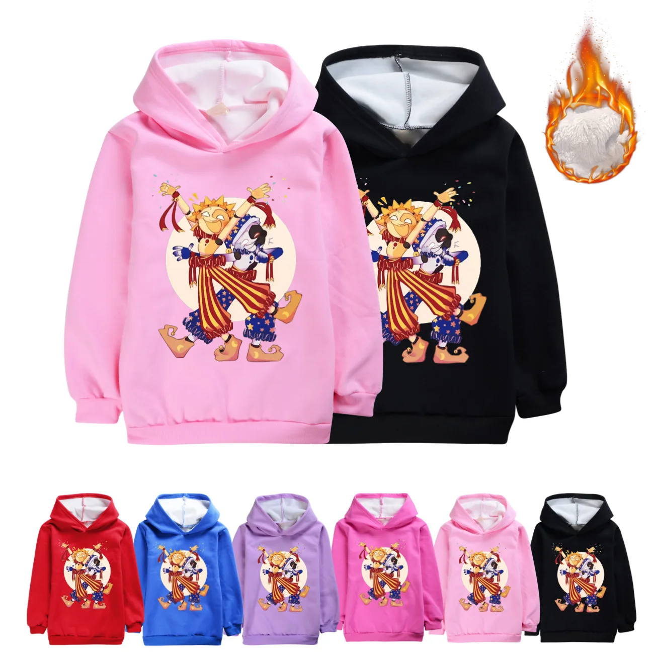 Children velvet Hoodies Pullover Fnaf Sundrop Clothes Winter Kids Long Sleeve Hooded Coats Girls Boys Sweatshirt Tops Baby 3093