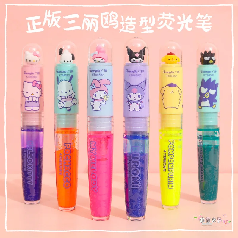 Genuine Sanrio Liquid Cartoon Highlighter With High Appearance Level Creative Color Emphasis Lineation Marker Pen Student Gifts