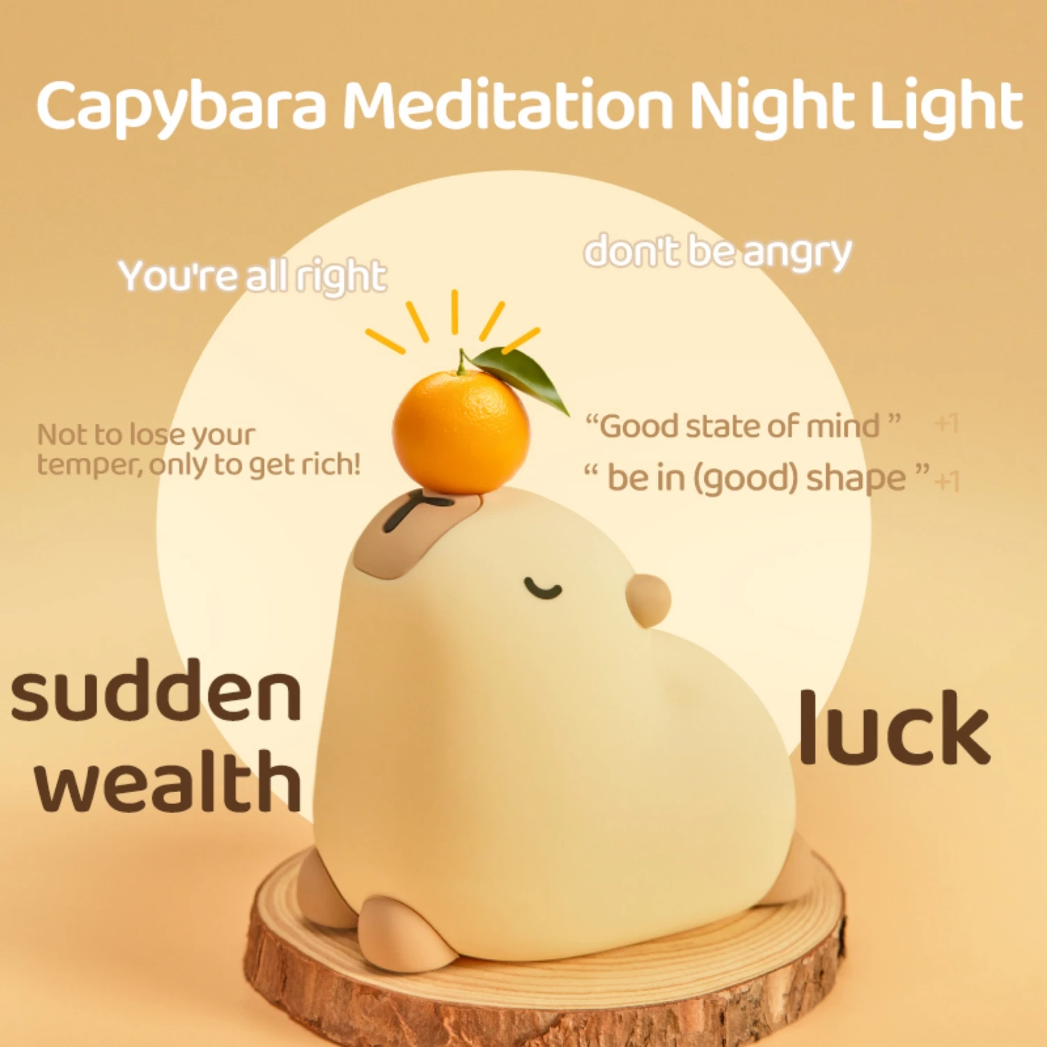 Adorable Capybara Silicone Night Light, soft warm ambient LED lighting, eco-friendly silicone material, compact bedside decorati