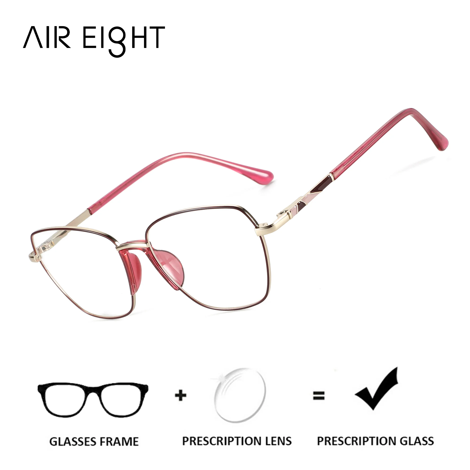 

AIR EIGHT Fashion Butterfly Prescription Glasses For Women Metal Optical Eyeglasses Progressive Lenses Photochromic/Myopia For V