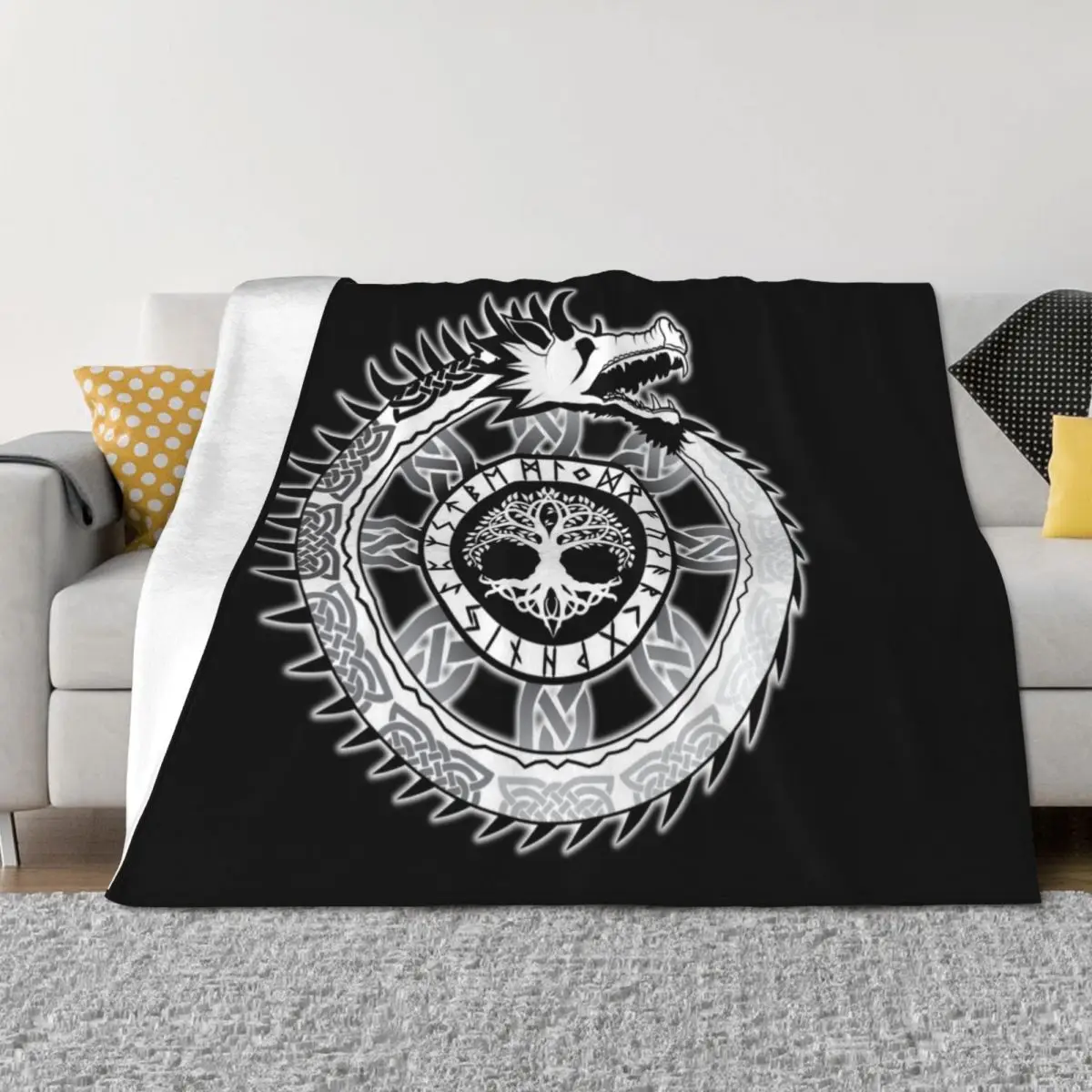 

Jormungandr /// Yggdrasil (Variant II) Throw Blanket Moving Soft Big Summer Blankets