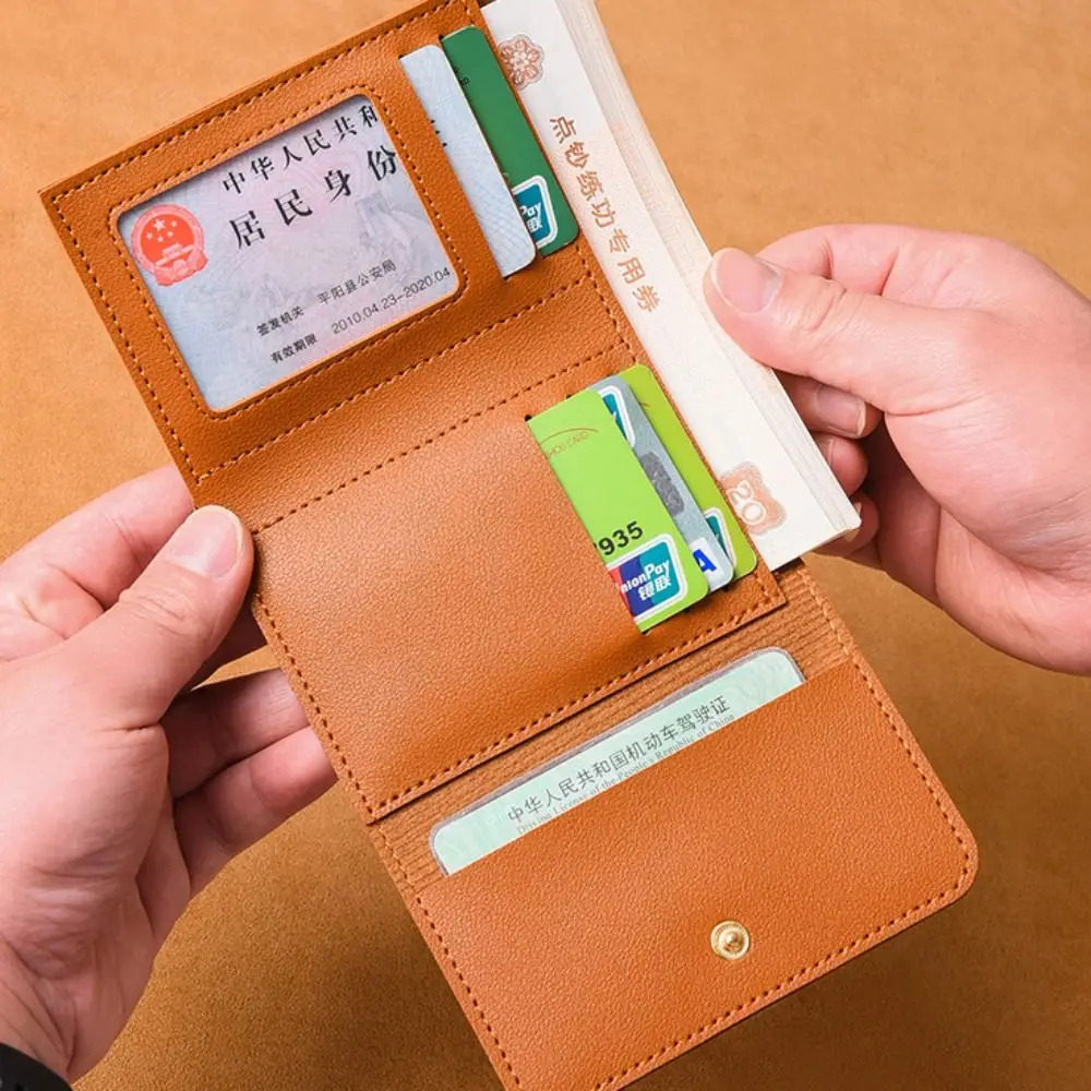 Porte-cartes multi-cartes en cuir PU pour hommes et femmes, étui à trois volets pour documents solides, ID GT, voyage, évaluation