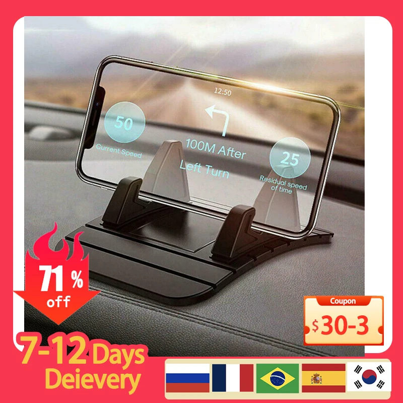 Universal Anti-slip Car Phone Holder Silicone Mat Pad Dashboard Phone Stand Mount Phone GPS Bracket For iPhone 13 Pro Max