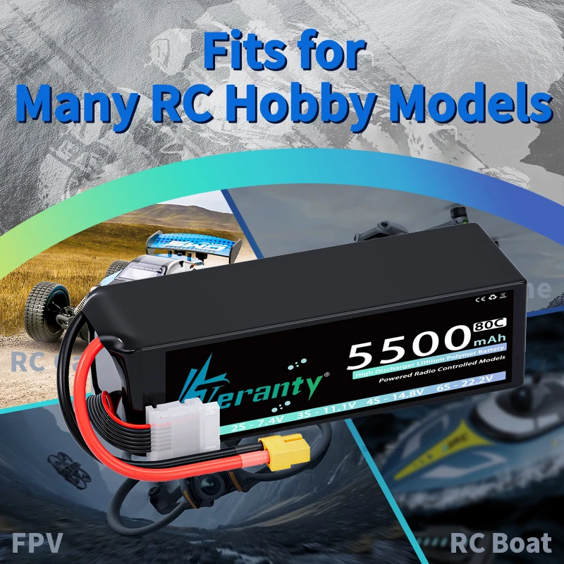 TERANTY Lipo Battery 6S 22.2V 22.8V 5500mAh 80C&120C With XT60 XT90 EC5 for RC Car FPV Drone Airplane Truck Racing Hobby Parts