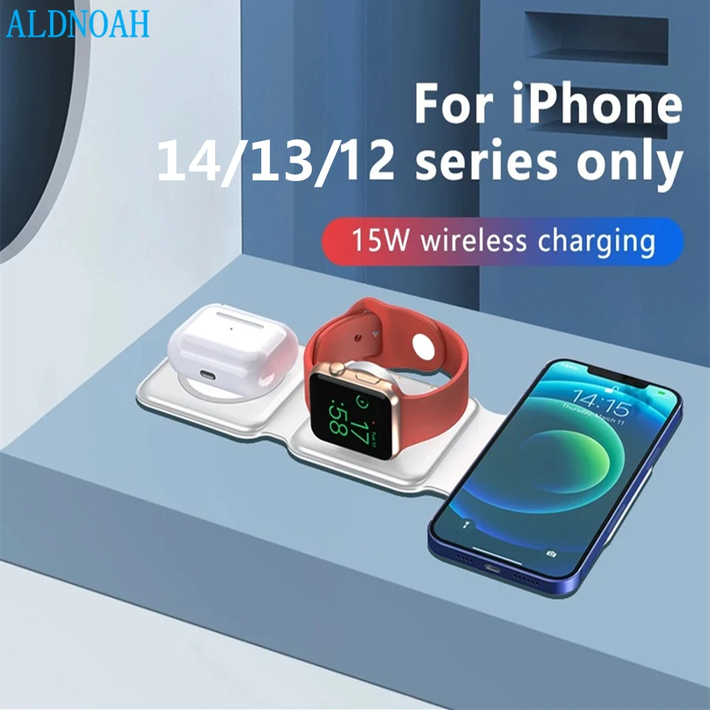 

15W Magnetic Wireless Charger Folding Portable for iPhone 14 Plus 13 12 Pro Max Mini 11 Apple watch 8 Ultar 7 6 5 Airpods Pro 2