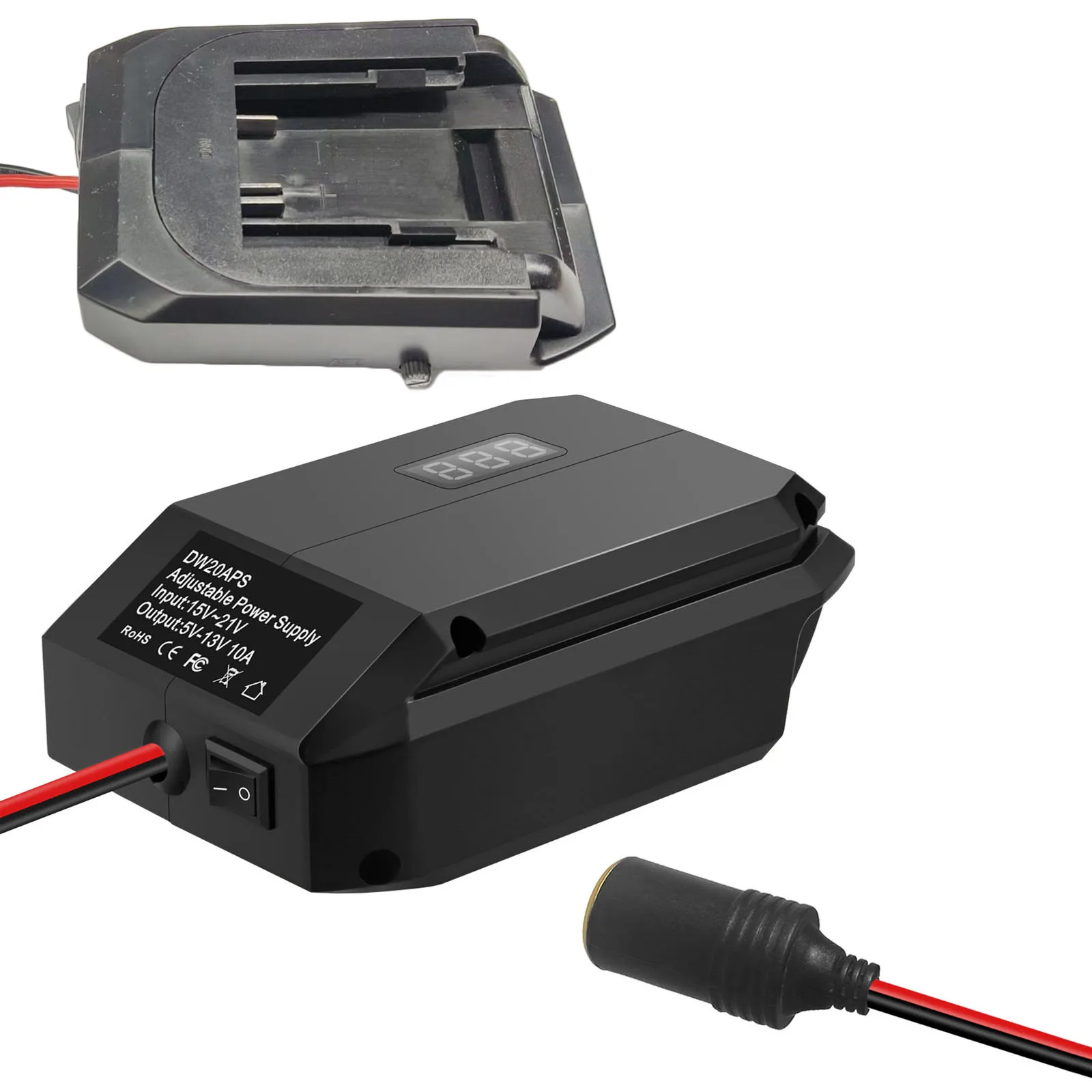 

DC 18V to 12V Battery Power Adapter for Car Use with Safety Features for DCB200 DCB201 Compatible with For BL1815B