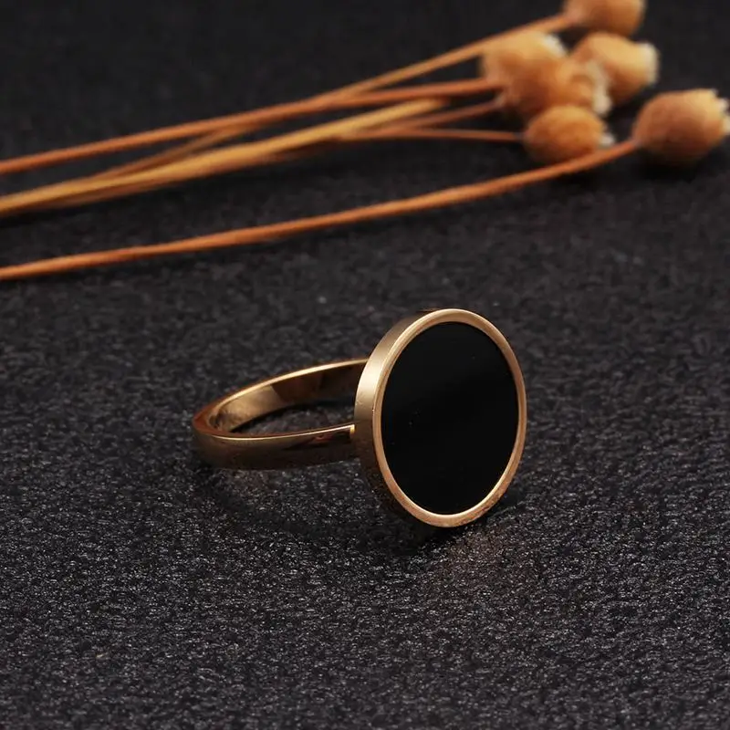 Vintage Black Oval Design Stainless Steel Charm Wedding Party Charm Rings Brand Men Women Fashion Rings anillo Jewelry