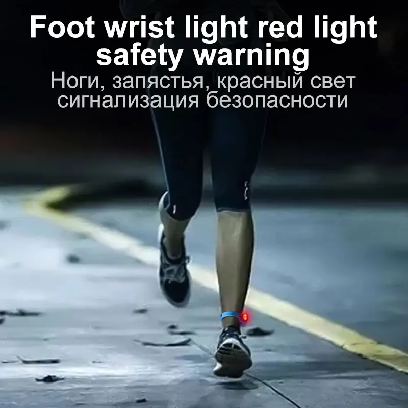 USB Rechargeable Wrist And Ankle Light Adjustable Waterproof Button Switch Work Light Night Cycling Running Convenient Lighting