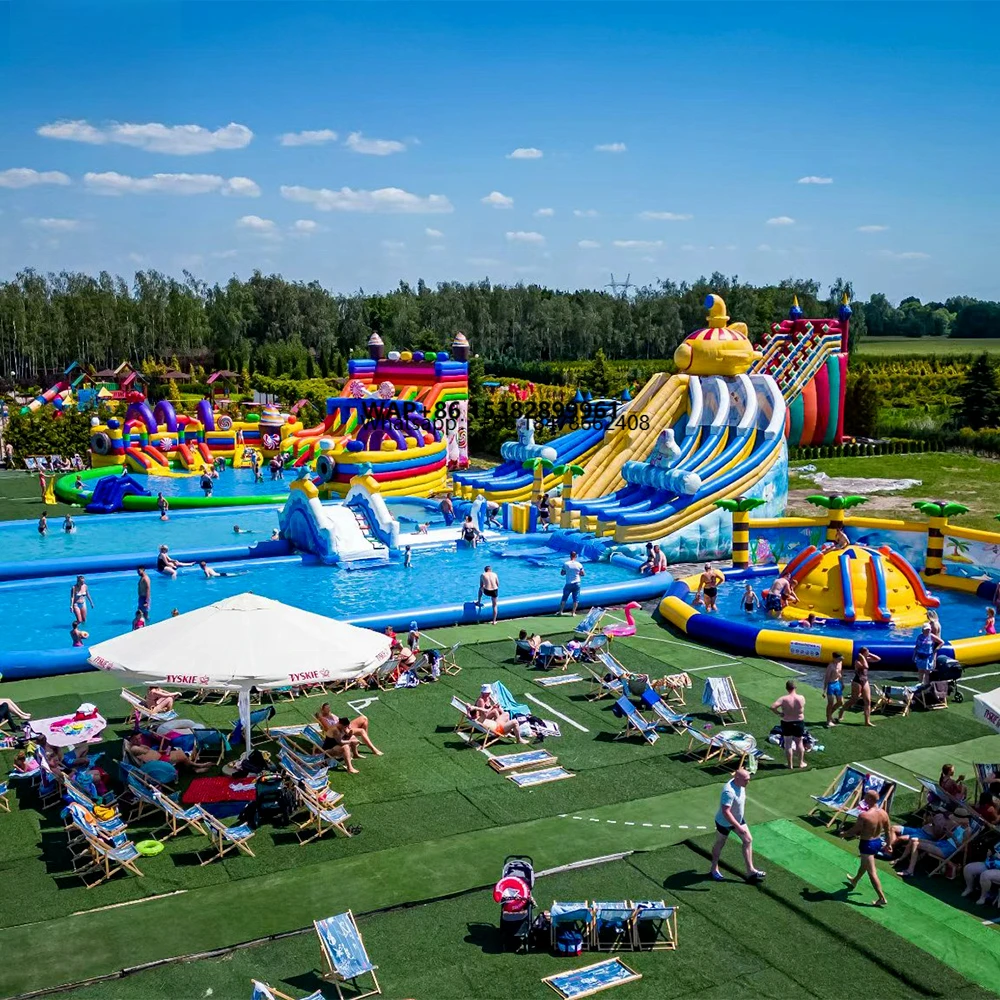 

Lilytoys Custom Inflatable Water Park with Big Swimming Pool Commercial Water Slide for Adult