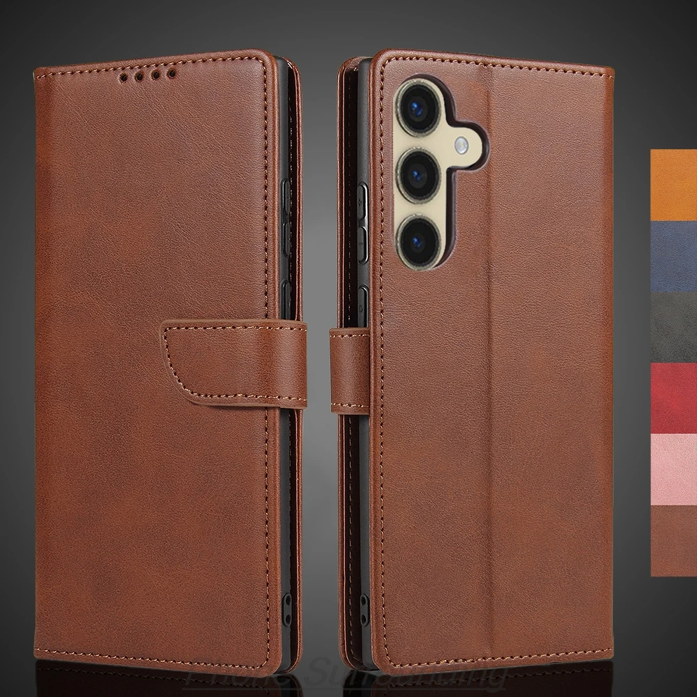 S24 Wallet Flip Cover Leather Case for Samsung Galaxy S24 SM-S921B 6.2