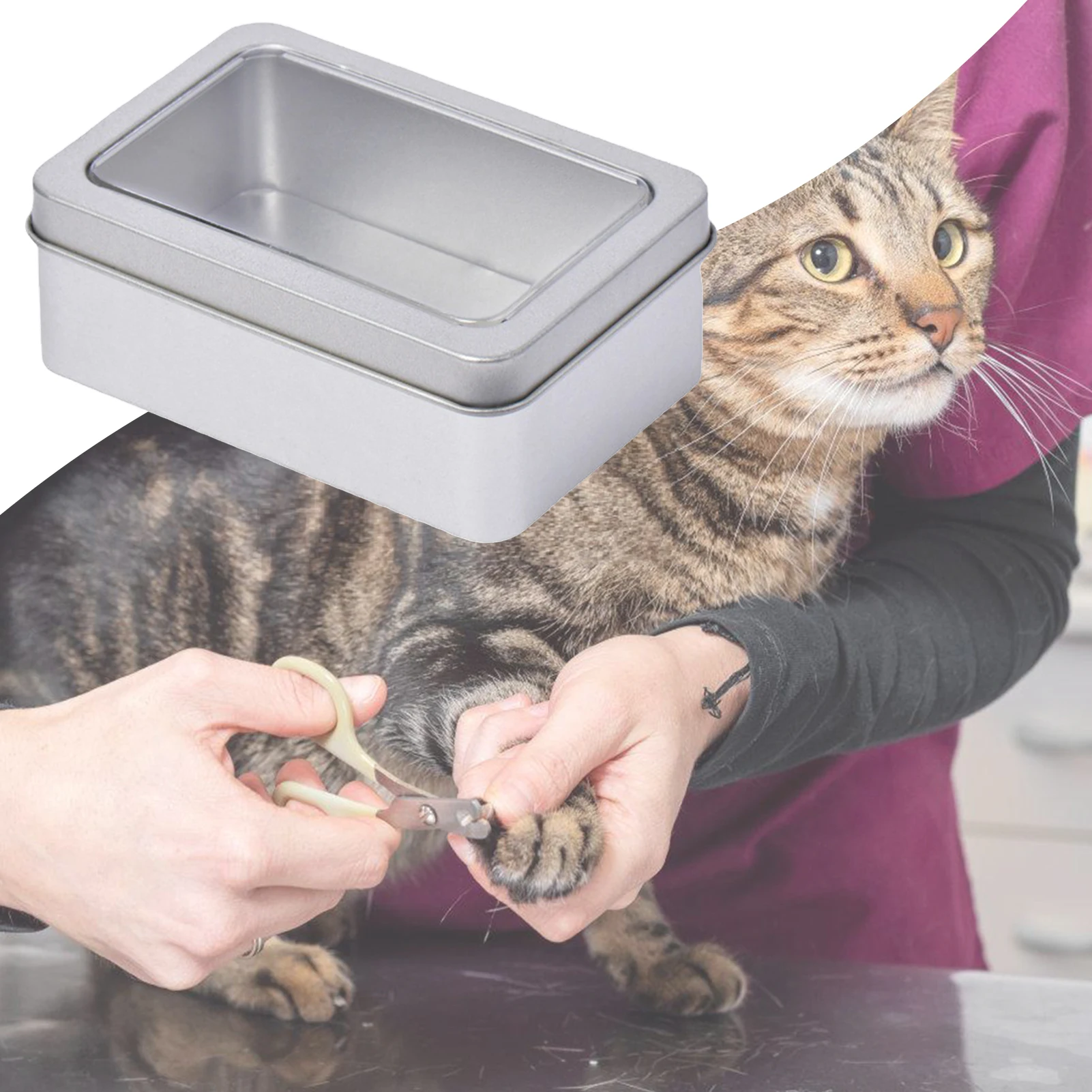 Nail Clipper Iron Tin Box Containers Visible Empty Trinket Containers for Nail Art Accessories