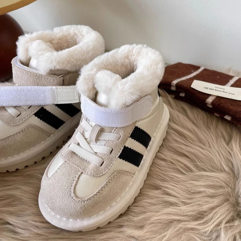 

Детские ботильоны, зимние повседневные хлопковые зимние ботинки для девочек и мальчиков, детская модная плюшевая теплая хлопковая обувь, детские противоударные зимние ботинки