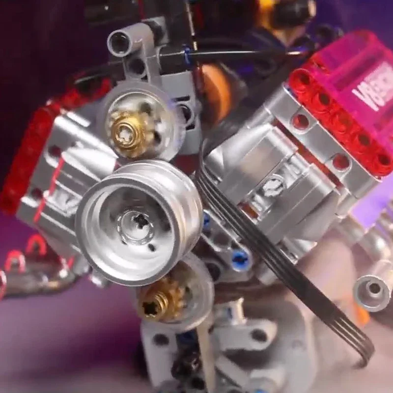 V8 Motor Gemotoriseerde Simulatie Baksteen Model Elektrisch Aandrijving Bouwstenen Technische Auto-onderdelen Creatief Speelgoed Geschenken Kinderen Volwassen