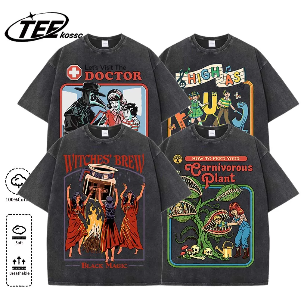 The Treating Doctor Design Washed T-Shirt Mens Summer Hot Sale Tee Shirts Cotton Comfortable Top Unisex Multicolor Soft Clothes