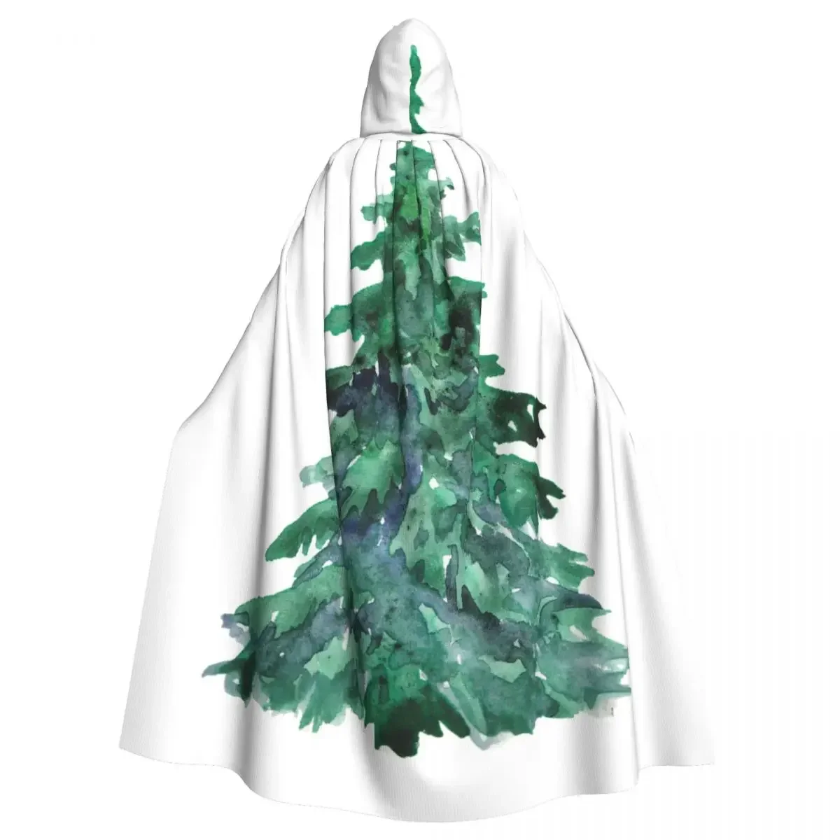 

Unisex Adult Watercolor Christmas Tree Cloak with Hood Long Witch Costume Cosplay