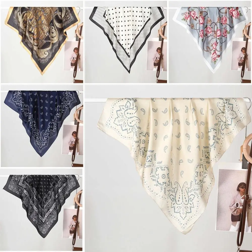 

70 см шелковый шарф, роскошный дизайнерский принт для волос, большой носовой платок, шаль-хиджаб, женская бандана, платок, глушитель, солнцезащитная пленка