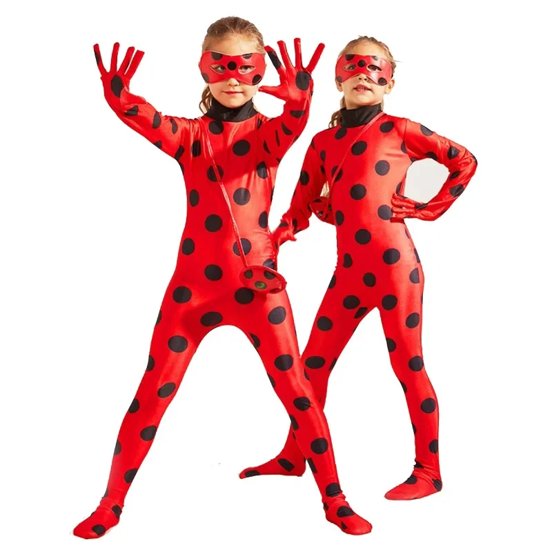 

Anime Lady Cosplay Costumes Bug Mask Children Lady Girl Black Spots Jumpsuit Halloween Carnival Party Stage Performance For Kids