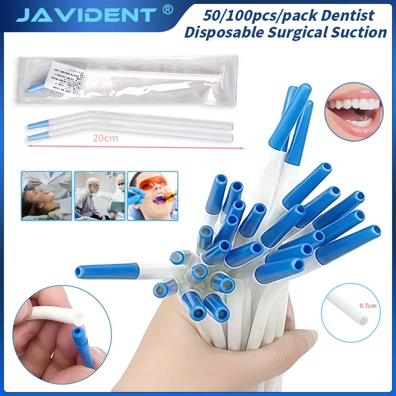 50/100Pcs Dental Saliva Ejector Dentistry Clinic Disposable Surgical Suction Tips Suction Tube Long Slim Type Dentist Tools