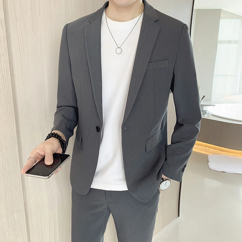 

2025 Fitted Two-Piece Set High-Quality Fashionable Korean-Style Solid-Color Business Casual Suit Versatile Stylish Small Suit
