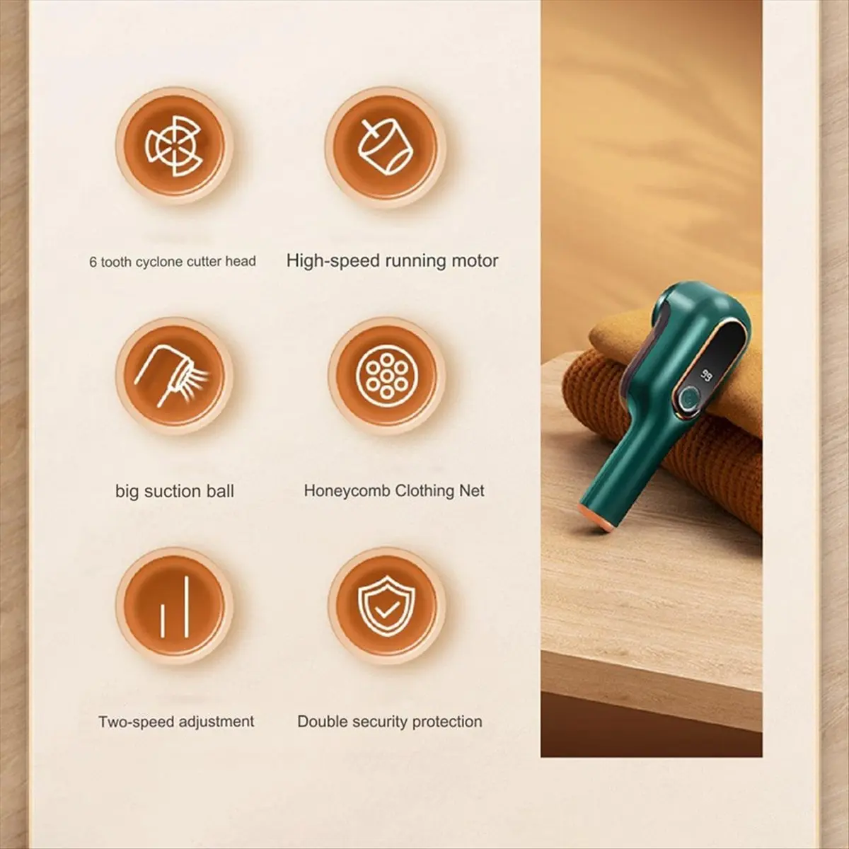 Elektryczny odpylacz do ubrań A68M, akumulatorowy, odpylacz, inteligentny cyfrowy wyświetlacz, golarka do kłaczków, cyfrowy wyświetlacz mocy, biały