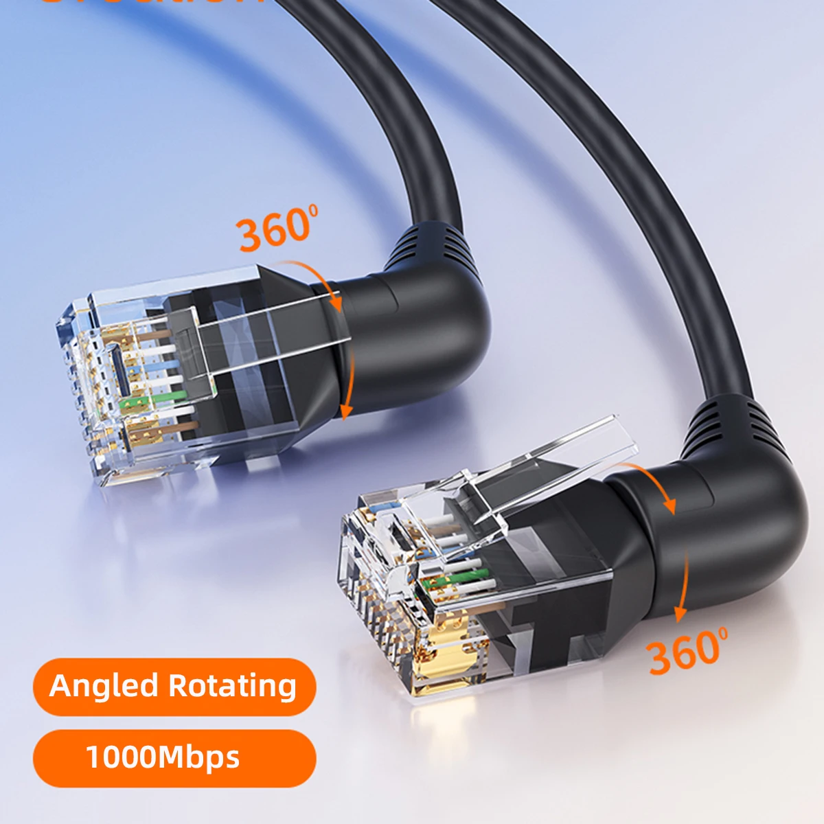Chenyang CAT6 RJ45 Dual 90 Degree Angled Ethernet Network Extension Cable with 360 Degree Rotating