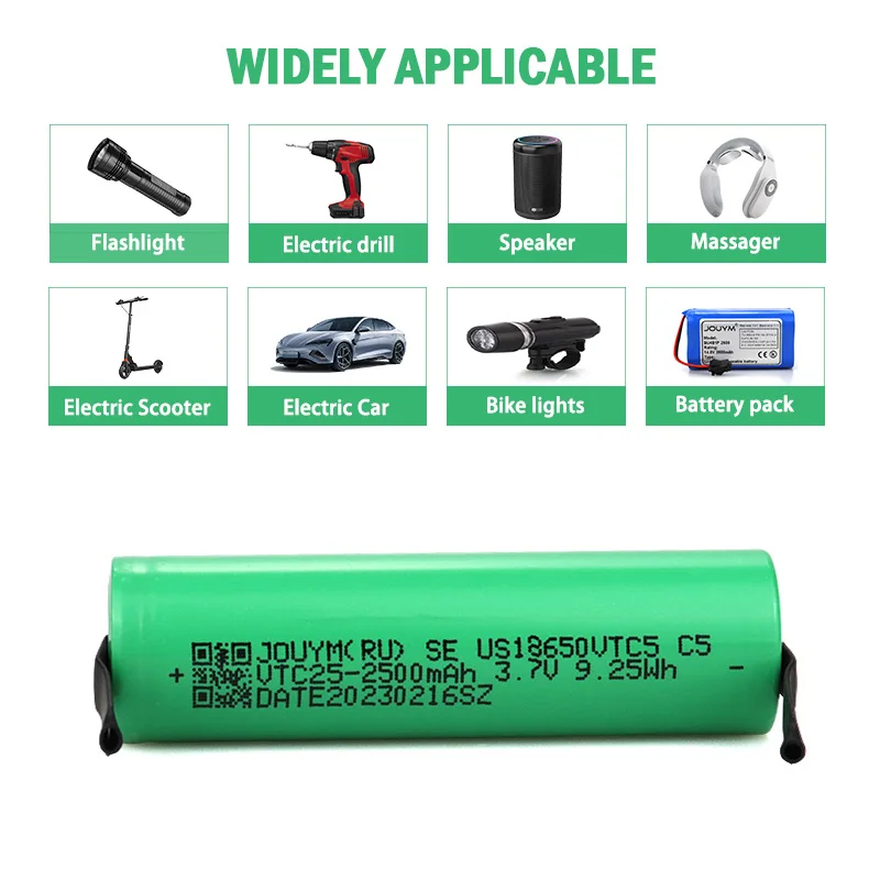 3.7V 2500mAh 18650 Rechargeable Lithium Battery High Discharge 30A Power Cell