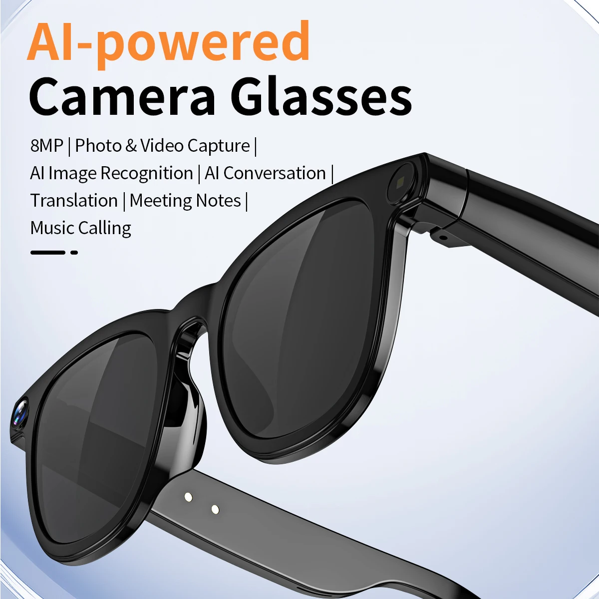 

AI Photo Recognition Chat Translation Voice Assistant BT Headphones Sports Records Anti-UV Music Glasses Outdoor for Man Women