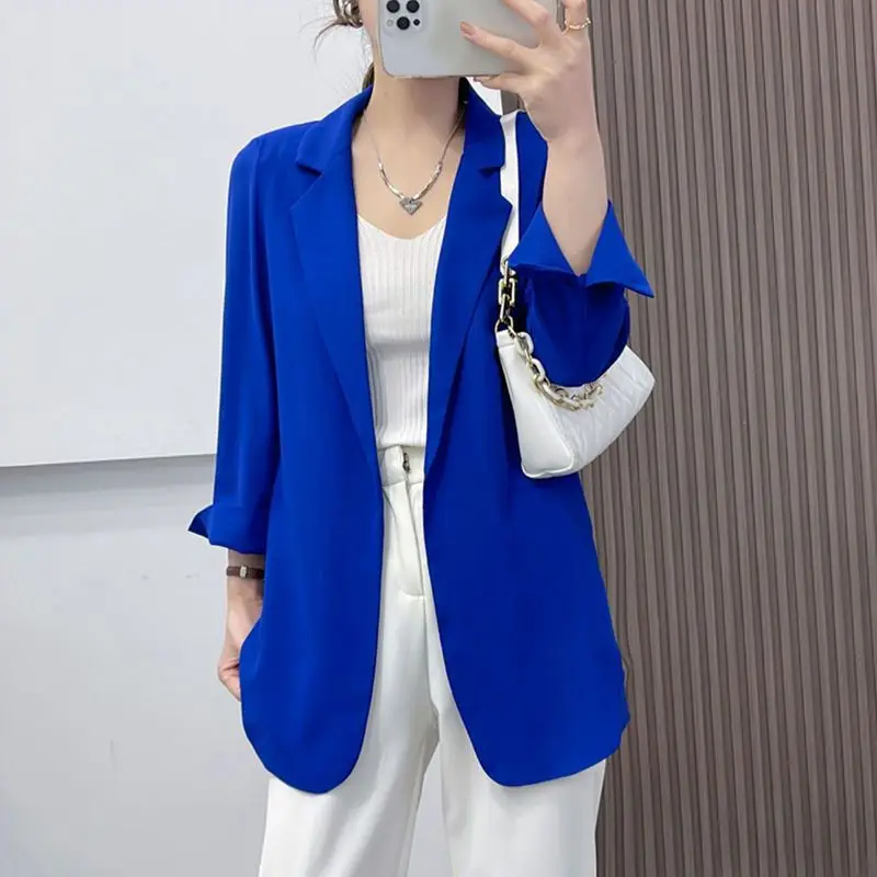 Giacca Blazer viola per donna abiti autunnali abbigliamento coreano di tendenza lunga giacca da donna Casual abiti sartoriali cappotti primaverili